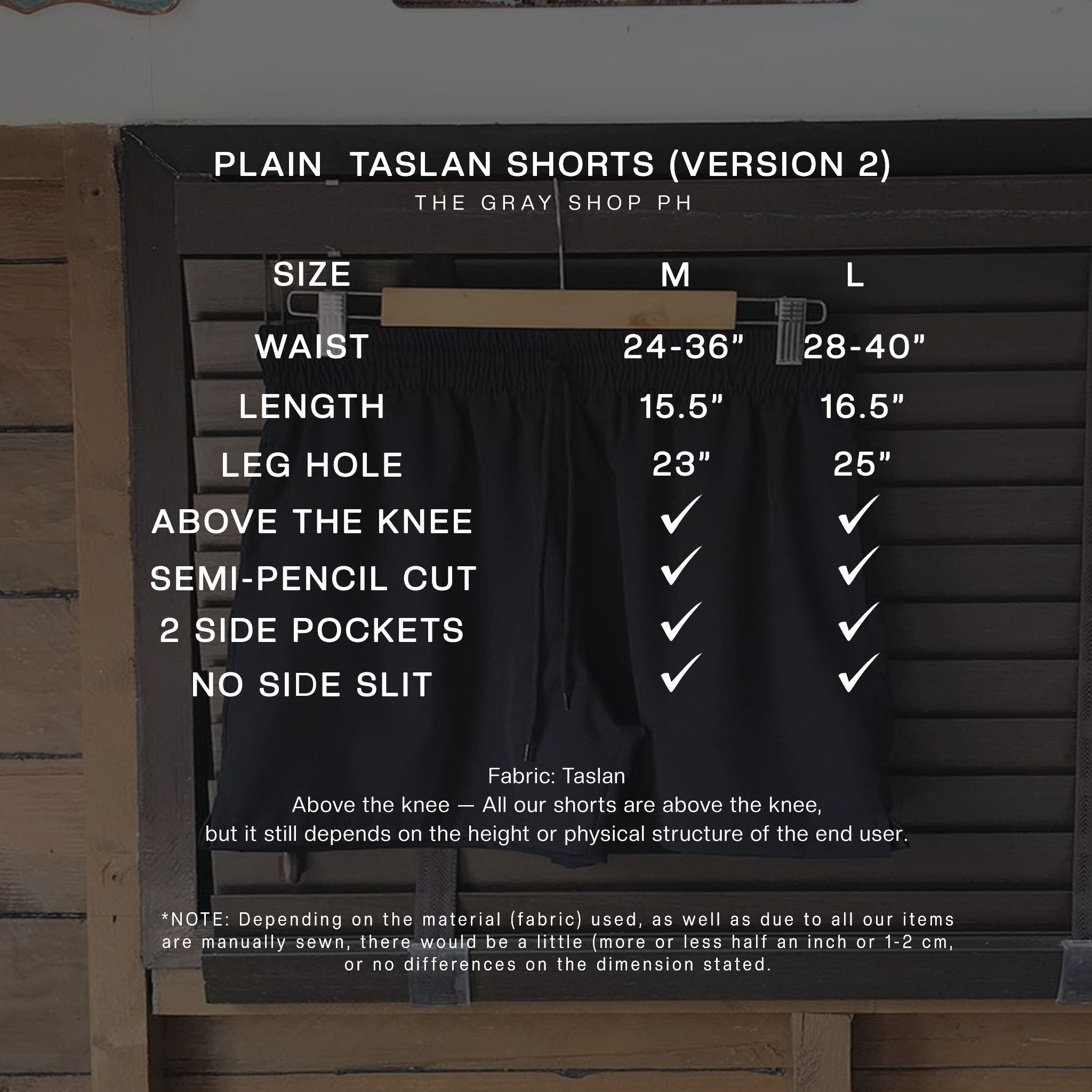 PLAIN TASLAN SHORTS (VERSION 2)
