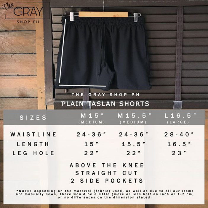 PLAIN TASLAN SHORTS (MEDIUM 15 INCHES)